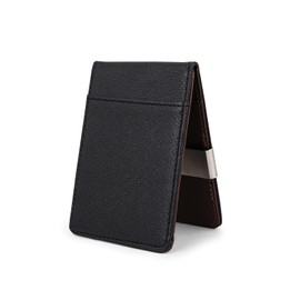 AfitLulu Men's Small Flap PU Leather Wallet with Metal Clip, Slim Bifold Wallet with 5 Credit Card Slots, brown, Modern