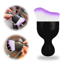 Car Cleaning Brush Soft Bristle Car Interior Dust Brush, suitable for cleaning car dashboards and air vent gaps, also usable on leather and computers, scratch-proof(Purple+White)