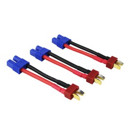 OliYin 3pcs T-Plug Deans Style Male to Female EC3 Style Connector Adapter with 14awg 1.96inch Wire(Pack of 3)