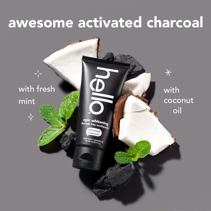 hello Epic Whitening Charcoal Fluoride Free Toothpaste, Activated Charcoal Toothpaste