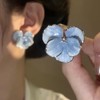 Inateannal Blue Flower Stud Earrings Enamel Floral Petal Earrings Large