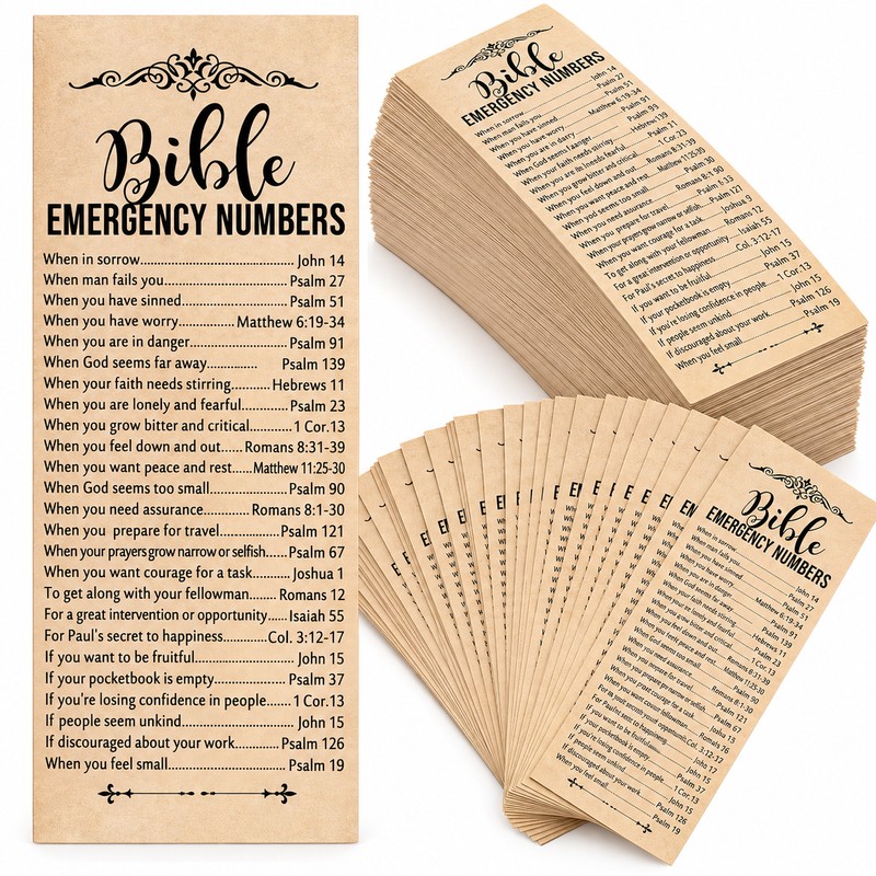 Bible Verse Bookmarks for Reading & Gifts – 50-Piece Emergency