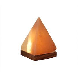 HIMALAYA SALT DREAMS Illuminated Salt Crystal USB Pyramid with Wooden Base, Crystal Salt from Punjab/Pakistan, Orange, Approx. 7 x 7 x 11 cm, 2 Units