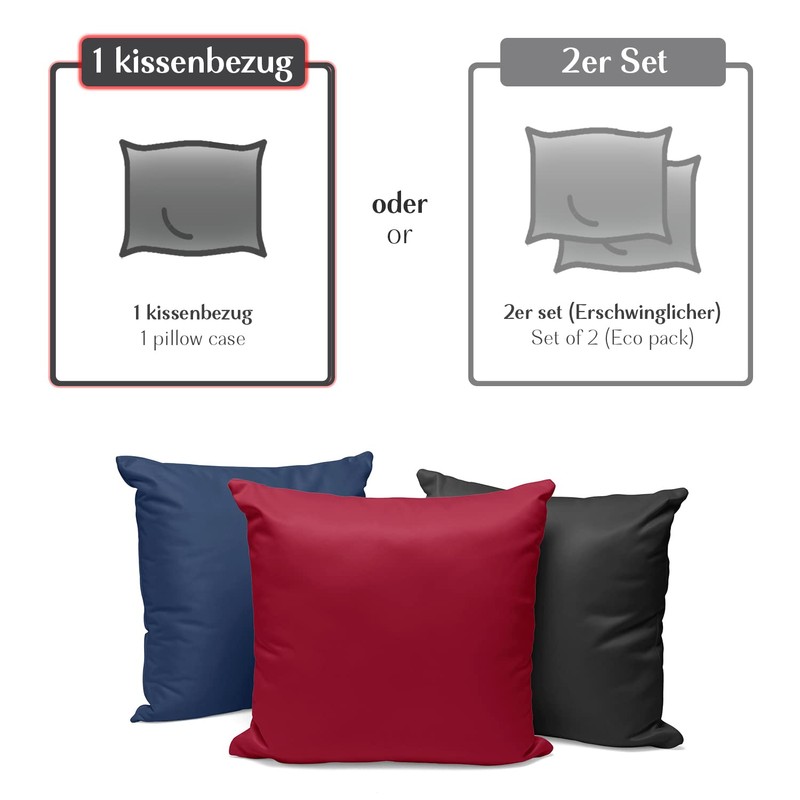 Alreya Renforcé Pillowcase, 100% Cotton, Super Soft Pillowcase with YKK