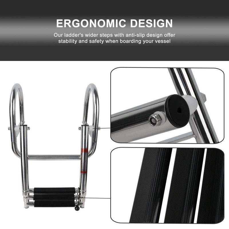 Manumarine 3 Step Pontoon Boat Ladder, Pontoon Ladders for Pontoon
