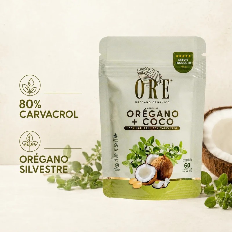 Aceite De Orégano Y Coco Ore 60 Cápsulas Softgel Orgánico