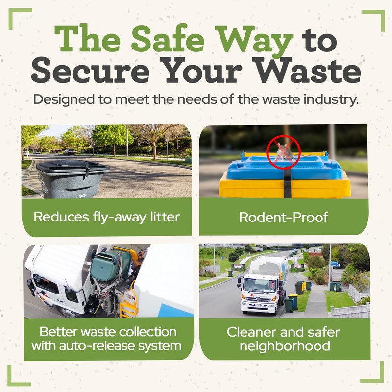 SafeWaste Push Clip Trash Can Locks, Easy to Install, Durable