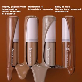 YOUNG VISION Contorno líquido 2 en 1 y varita bronceadora, maquillaje de contorno crema marrón cálido, bronceador líquido mezclable bañado por el sol 