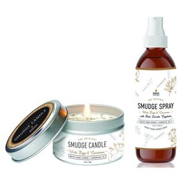 Soul Sticks 2 Piece Smudge Kit Set Bundle | Smudge Candle & Smudge Spray for Cleansing, Meditation, Healing, Aromatherapy (White Sage & Cinnamon)