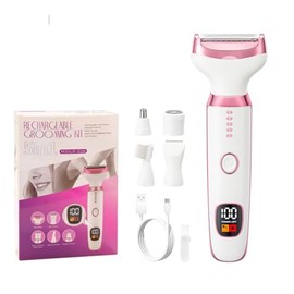 Maquinilla de afeitar eléctrica para mujer, mojado/seco, 5 en 1, recortadora de bikini para cara, nariz, cejas, brazos, axilas, piernas, área púbica, 