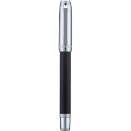 Jinhao 92 Pluma estilográfica negra plateada, punta media, metal sólido con convertidor de caligrafía suave