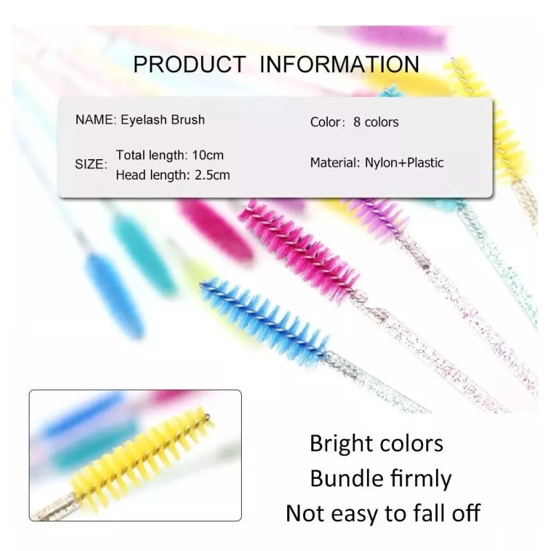 Unic 300 Cepillos Desechables Glitter Para Extensión De Pestañas