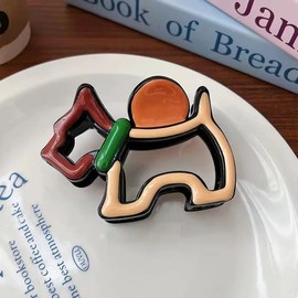 Funny Cartoon Puppy Hair Claw Clips for Women Girls, Medium Hollow Colored Dog Hair Clip Animal Hair Clips For Short Long Hair Puppy Lovers Gift Idea