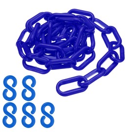 PATIKIL Plastic Chain,3 FEET Safety Barrier Chain for Crowd Control, 1/4inch(6mm) Blue Plastic Chains Links for Queue Lines, Parking, Fences, Gate, Concerts, and Decoration