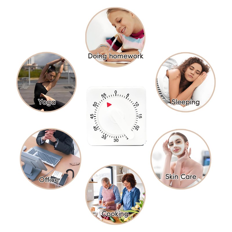 LVYKING 60 Minute Mechanical Kitchen Timer, Square Visual Timer with