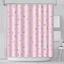 AIBIIN 180x180cm Sweet Donut Pink Girl Shower Curtain Cute Modern Home Bathtub Decoration Grow up Confetti Shower Curtain Set with 12 Hooks