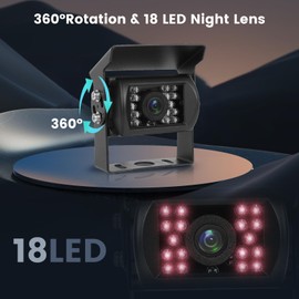 Inefala Reversing Camera Car NTSC & PAL 4 Pin Aviation Plug 18IR Night Vision IP67 Waterproof Reversing Camera for Car SUV Truck Pickup Camper Van Motorhome DC 12V-24V