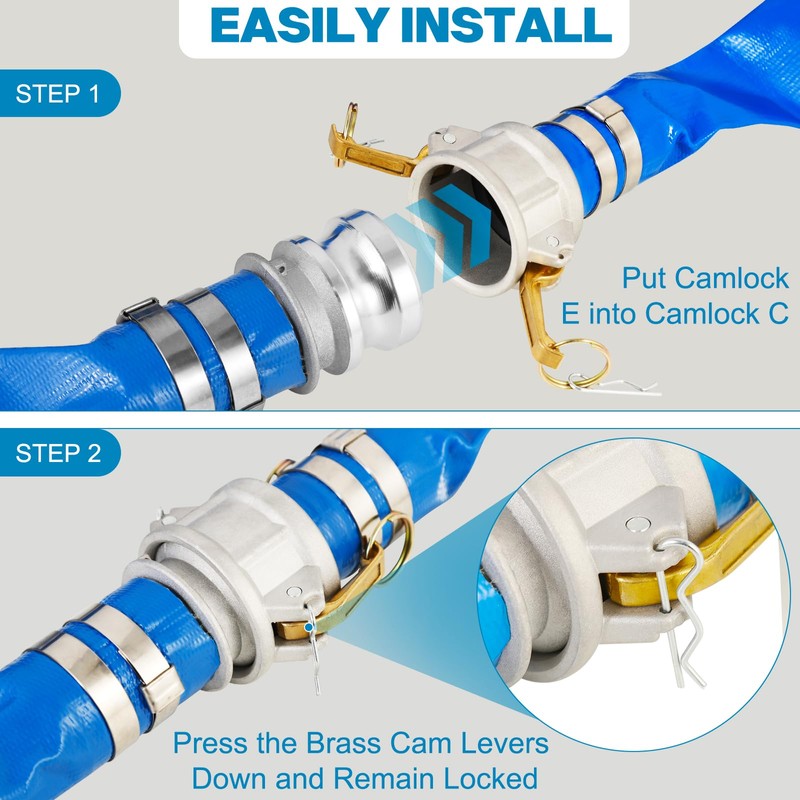 2'' x 50 Ft Discharge Hose, Heavy Duty PVC Lay