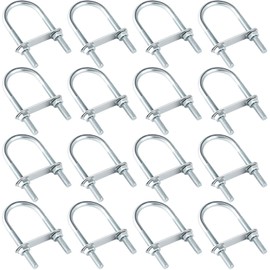 Therwen 16 Sets Round U Bolts Zinc Plated Steel Round Bend U Clamp with Nut Plate Washer (M8 x 42 mm X 100 mm)