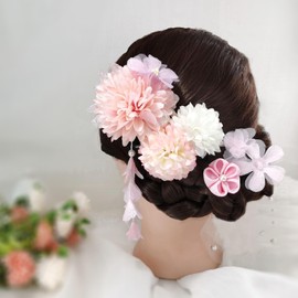 Coming-of-age Ceremony, Japanese Style, Yukata, Popular, Graduation Ceremonies, Weddings, Shichi-Go-San Parties, Thank You Party, New Year, Fireworks Display, Flowers, Dry Flowers, Hair Clip, Hair Accessory (Pink)