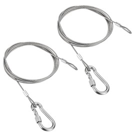 PATIKIL Safety Cable Lock Cable with Snap Hook 5ft 1.5mx2.5mm, 2 Pcs Stainless Steel Double Loops Security Hanging Wire