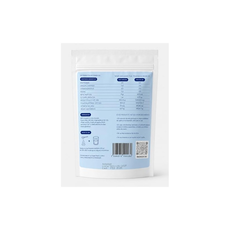Myo Inositol Chiro Suplemento Polvo Mujeres Ácido Fólico Vitamina Zinc