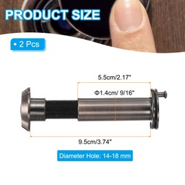 PATIKIL 9/16" Door Viewer Peephole 2Pcs 180-Degree Door Viewer Fits 2-3/16" to 3-3/4" Door Peep Hole with Rotating Privacy Cover for Home Office Hotel, Red Bronze