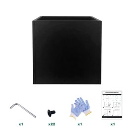 Galvanized Steel Planter Box Black Metal Planter Large Square Indoor Outdoor Planters Cube Steel Heavy Duty Flower Pot 24Inch Powder Coating Modern Commercial Residential for Patio, Deck, Yard, Garden