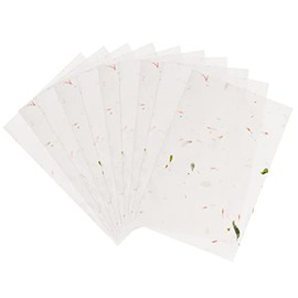 WANDIC Chinese Xuan Paper, 100 Sheets Handmade White Deckle Edge Paper with Real Flower Petals Plant Ink Writing Sumi Paper Letter for School Office