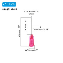 PATIKIL 25Ga x 1 Inch Dispensing Needle Tips, 10Pcs Stainless Steel and Plastic Glue Needle Tube Blunt Tips with Luer Lock for Glue Oil Applicator, Rose Red