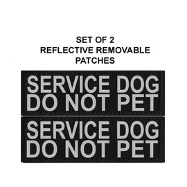 Doggie Stylz Set of 2 Reflective Service Dog DO NOT PET Removable Patches with Hook Backing for Working Dog Harnesses & Vests. Durable and Interchangeable - Comes in 3 Sizes Small, Medium and Large