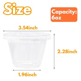 50 Pack Clear Cups with Lids6 oz Plastic Disposable Cups with Flat Lids(No H