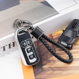 [Unhoke] N-Box Key Case, N Series, JF1, JF2, JF3, JF4, Key Cover, Nbox Smart Key Case, Keychain, Luxury, Lightweight, Scratch-Resistant, TPU, 4 Buttons, Fashionable, Silver Black