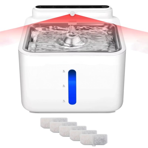 Wireless Cat Water Fountain - 108oz/3.2L Stainless Steel Pet Water