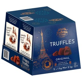 Chocmod Truffettes de France Natural Truffles, Plain, 1000-Gram Boxes (Pack of 2)