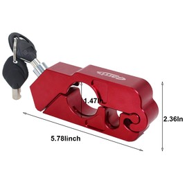 GFFG Motorcycle Handlebar Brake Lever Lock CNC Motorcycle Grip Lock Gas Brake Handlebar Lock for Safe Bike, Scooter, Moped or ATV in Under Lock Holster for Easy Storage and (Red)