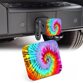 NITAHHHY 2" Trailer Hitch Cover,Colorful Tie Dye Abstract Swirl Rubber Towing Hitch Tube Cover Hitch for Men Women, Sturdy Receivers Plug Accessories for Pickups Trucks Cars