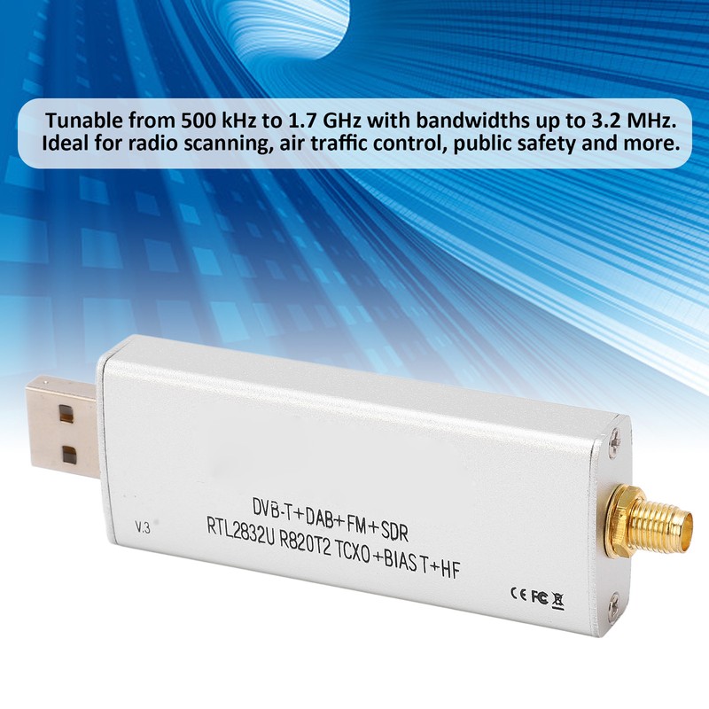 Radio Receiver RTL SDR R820T2 RTL2832U 1PPM TCXO SMA 500KHz‑1766MHz