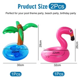 HDGSAFD 1 x Coconut Tree Inflatable Coaster and 1 x Flamingo Inflatable Coaster, Water Floating Coaster, Pool Party Accessories, Creative Coaster.