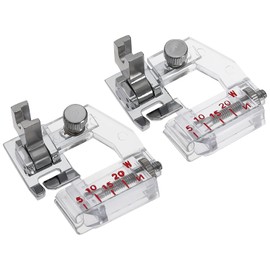 eMagTech 2PCS Low Shank Bias Tape Binding Presser Foot Compatible with Brother Compatible with Babylock Adjustable Bias-Binder Foot #ESG-ABB -6287