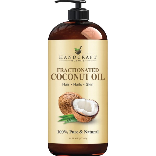 Handcraft Blends Fractionated Coconut Oil - 100% Pure & Natural Premium Grade Coconut Carrier Oil for Essential Oils, Massage Oil, Moisturizing Hair Oil & Body Oil - 16 fl. Oz