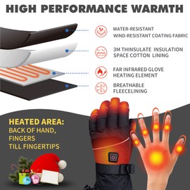 sticro Electric Heated Gloves for Men Women Rechargeable Battery Waterproof Windproof Winter Hands Warmer for Motorcycling Hiking Climbing Outdoor Activities