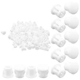 Litoexpe 100pcs White Hole Plugs, Plastic Screw Hole Plugs, 1/4"/6mm Pipe Choke Plug, Round Flush Type Hole Cover Snap in Locking Hole Plugs for Furniture Cabinet Insert End Caps