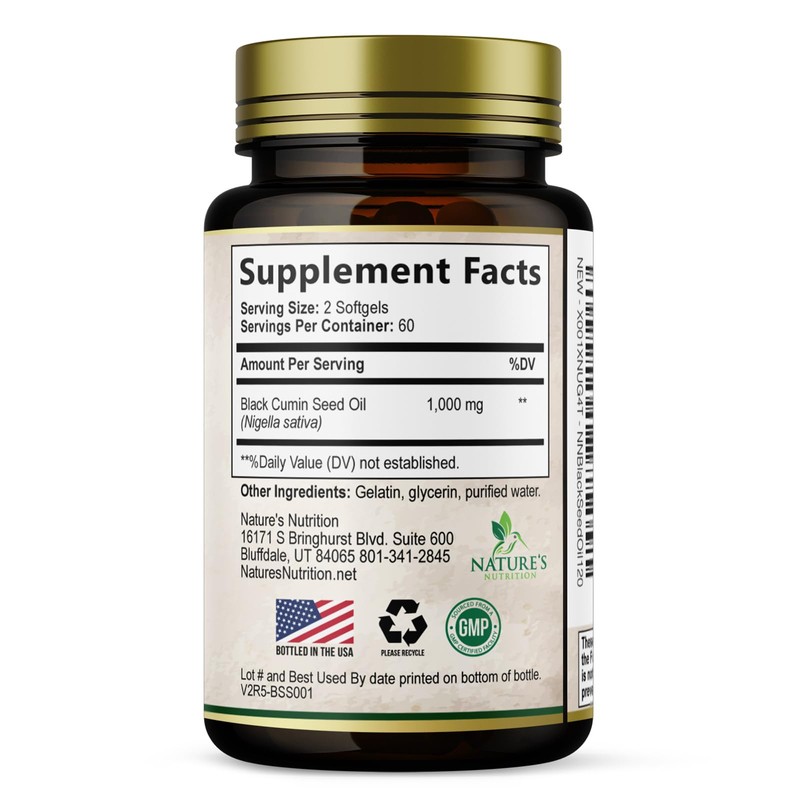 Black Cumin Seed Oil Capsules 1000mg per Serving - Premium