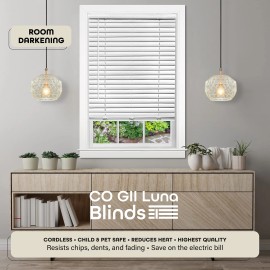 Achim Luna 27x64 White Cordless Vinyl Room Darkening Blinds for Privacy