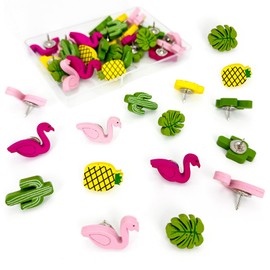 30Pcs Wood Push Pins,Decorative Push Pins,Wooden Pins and Tacks Cork Board Thumb Tacks, Cute Thumbtack for Office Decorative Tacks for Bulletin Board ，Map Pins or Class Home (Mixedpattern-30 Pcs)