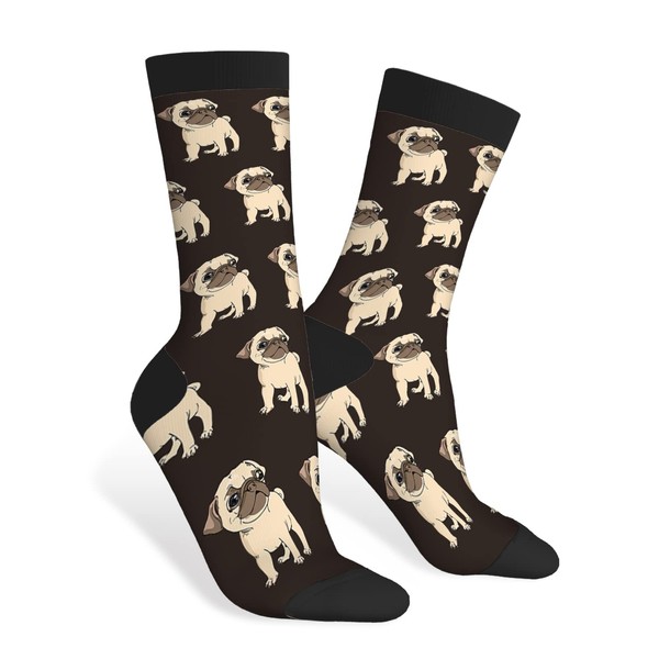 AOYEGO Beige Pug Funny Socks Cute Sad Puppy Bulldog Sit