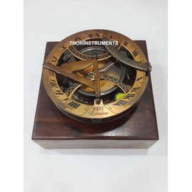 THORINSTRUMENTS (with device) Antique 4.5" Sundial Compass West London - Solid Brass