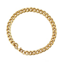 Cadoline 316L Stainless Steel Men's Gold Jewellery 11mm 9 Inch (23 cm) Cuban Curb Chain Bracelet