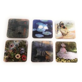 Cartexpo 6 Monet Coasters - Wood/Cork - Dimensions of a Coaster 9.5 x 9 x 5 cm